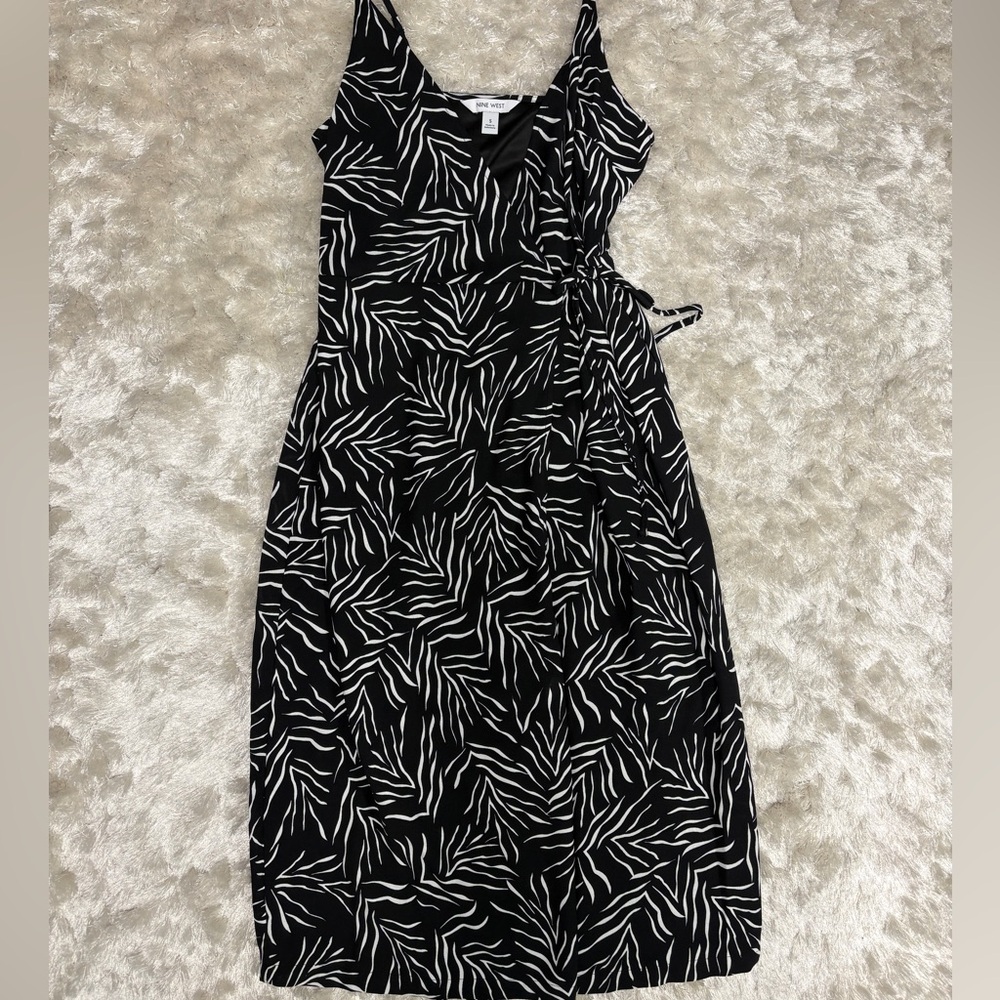 Nine West Zebra Print Midi Wrap Dress-Like New-Small